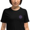 Vibrant Purple & Pink Artwork Women’s Embroidered T-Shirt