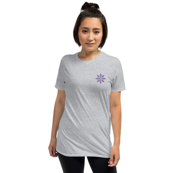 Vibrant Purple & Pink Artwork Women’s Embroidered T-Shirt