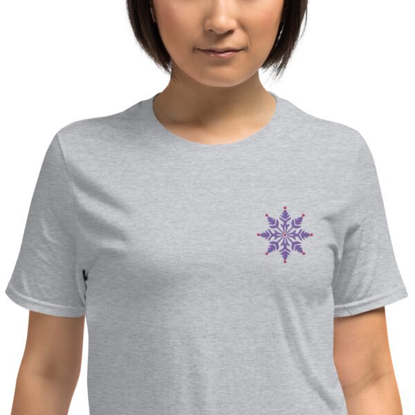 Vibrant Purple & Pink Artwork Women’s Embroidered T-Shirt