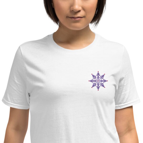 Vibrant Purple & Pink Artwork Women’s Embroidered T-Shirt