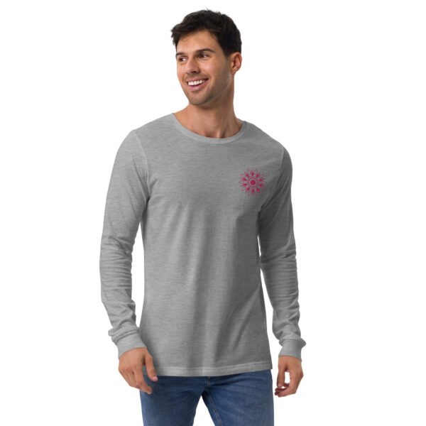 Leaf Pattern Men’s Embroidered Long Sleeve Tee