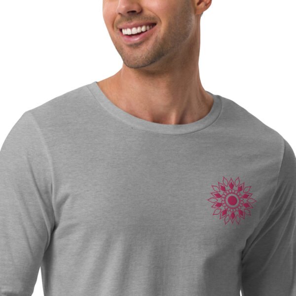 Leaf Pattern Men’s Embroidered Long Sleeve Tee