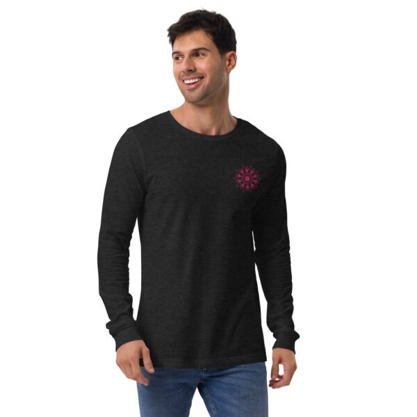 Leaf Pattern Men’s Embroidered Long Sleeve Tee