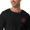 Leaf Pattern Men’s Embroidered Long Sleeve Tee