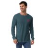 Leaf Pattern Men’s Embroidered Long Sleeve Tee