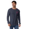 Leaf Pattern Men’s Embroidered Long Sleeve Tee