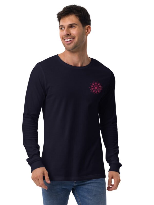 Leaf Pattern Men’s Embroidered Long Sleeve Tee