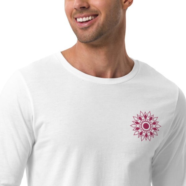 Leaf Pattern Men’s Embroidered Long Sleeve Tee