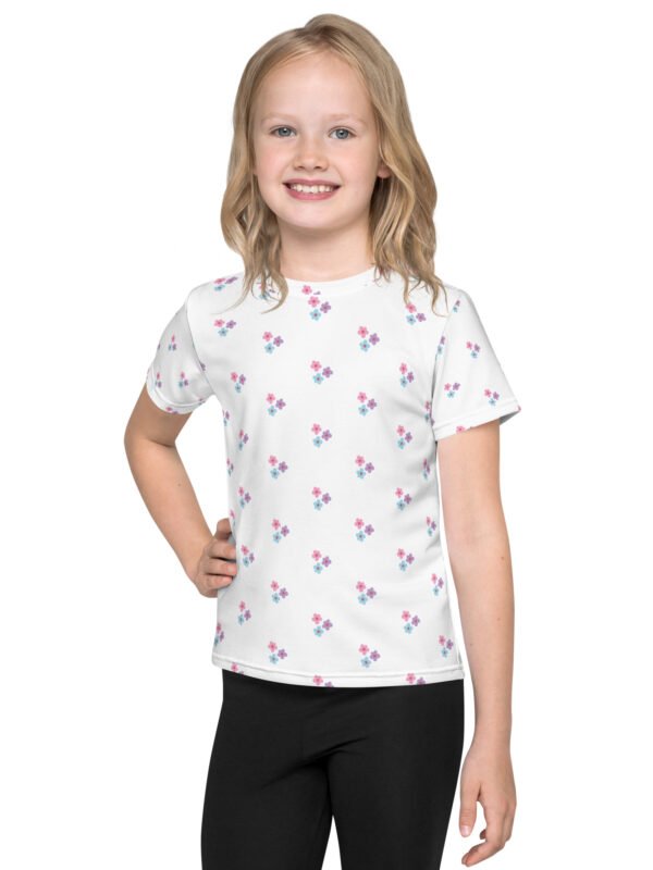 Adorable Kids’ Crew Neck T-Shirt With Flower Pattern