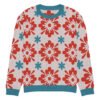 Floral Knitted Crew Neck Sweater – Cozy & Stylish