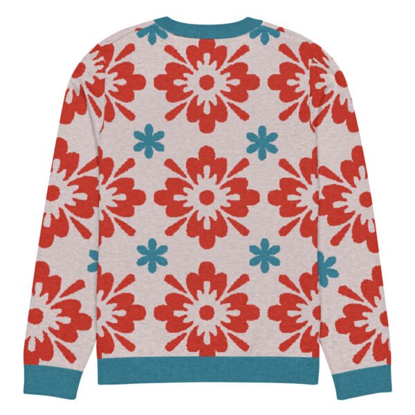 Floral Knitted Crew Neck Sweater – Cozy & Stylish