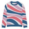 Chic Knitted Crew Neck Sweater With Vibrant Stripes