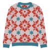 Floral Knitted Crew Neck Sweater – Cozy & Stylish