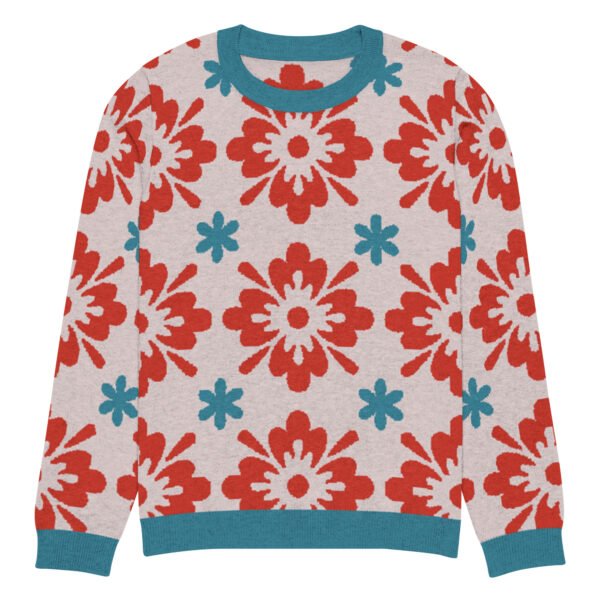 Floral Knitted Crew Neck Sweater – Cozy & Stylish