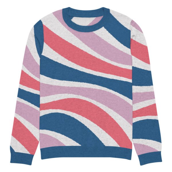 Chic Knitted Crew Neck Sweater With Vibrant Stripes