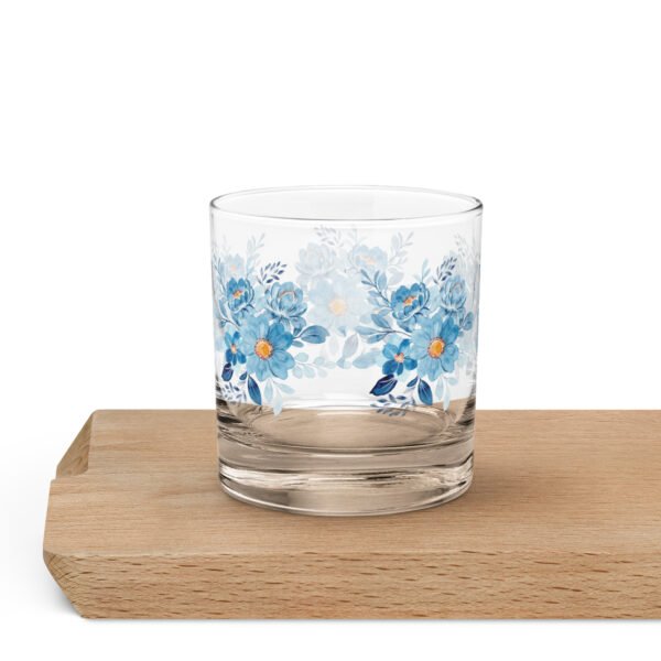 Blue Flowers Rocks Glass – Elegant & Unique Drinkware