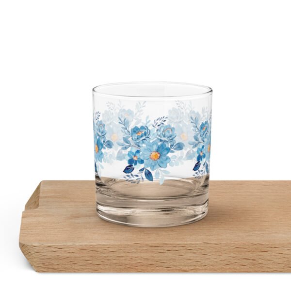 Blue Flowers Rocks Glass – Elegant & Unique Drinkware