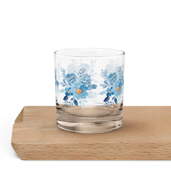 Blue Flowers Rocks Glass – Elegant & Unique Drinkware