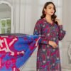 Blue Pink Unstitched Lawn Suit - Digital Prints baju collections A Blue Pink lawn suit featuring digital prints, part of the summer Pakistani lawn collection, perfect for women’s fashion