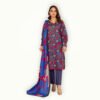 Elegant Blue Pink Lawn 3 Piece Unstitched Suit
