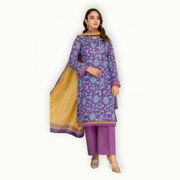 Lawn collection featuring stylish 3 piece suits with soft fabric, elegant detailing and coordinated dupattas