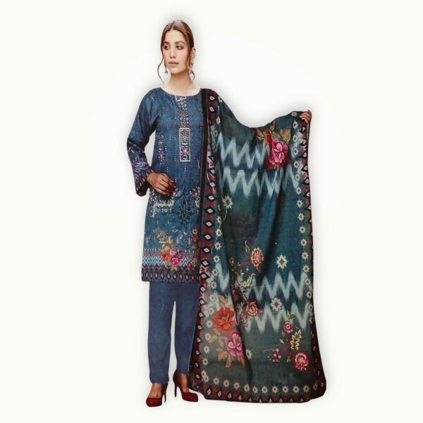 3 piece embroidered lawn suit with premium fabric, intricate embroidery and a beautifully printed dupatta for summer wear