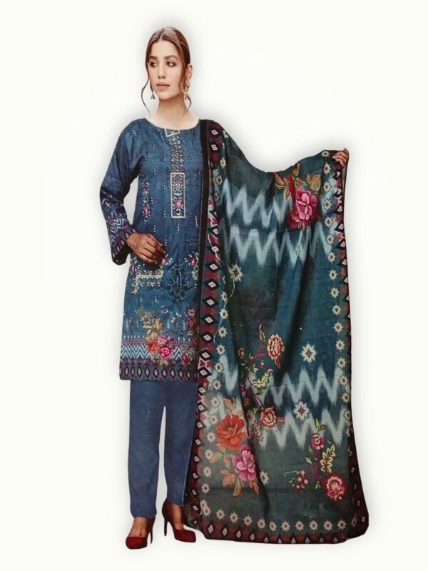 3 piece embroidered lawn suit with premium fabric, intricate embroidery and a beautifully printed dupatta for summer wear
