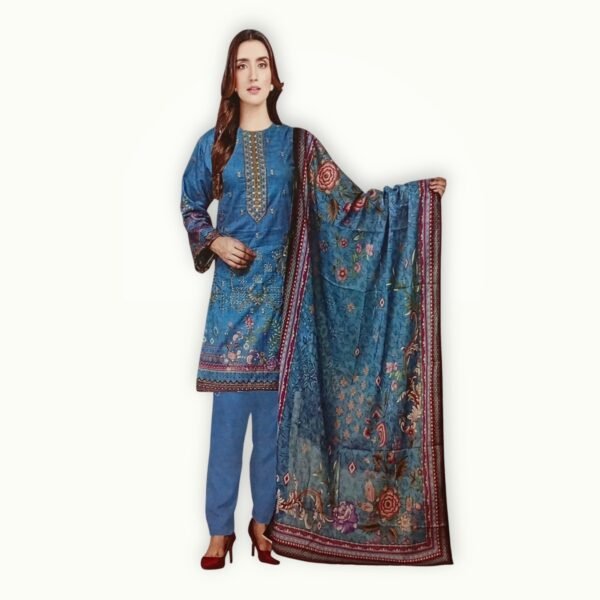 Embroidered lawn suit with lawn dupatta featuring elegant embroidery, soft fabric and coordinated design for a complete outfit