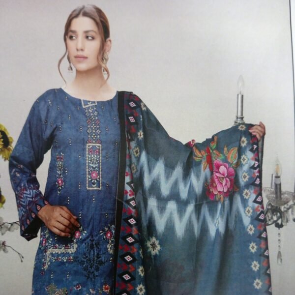 Stunning 3 Piece Embroidered Lawn Suit – Shop Now 3 piece embroidered lawn suit with Dora Lawn shirt and fine lawn dupatta