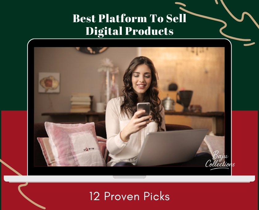 Entrepreneur workspace with laptop, showcasing the best platform to sell digital products. Start selling today.