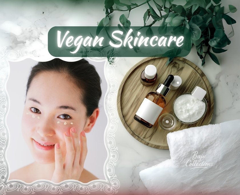 Vegan skincare flat lay with natural products for glowing skin