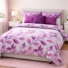 Abstract Double Bed Bedsheet Stylish Refreshing Leaf Design