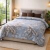 Botanical double bed bedsheet with leaf pattern styled on a modern bedroom bed.