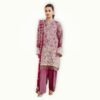 Embroidered Chikankari Lawn Suit Elegant Pink Summer Outfit Model wearing embroidered chikankari lawn suit pink color with chiffon dupatta elegant summer outfit for women
