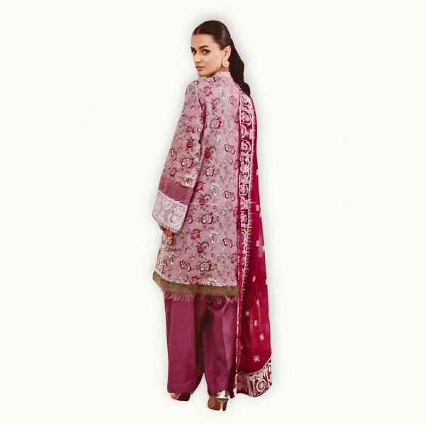 Embroidered Chikankari Lawn Suit Fabric Detail Design Close view embroidered chikankari lawn suit fabric showing floral embroidery pattern on breathable lawn material