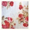 Floral Double Bed Bedsheet Red Rose Fabric Detail Close view of floral double bed bedsheet showing smooth cotton blend fabric and decorative red rose printed pattern.