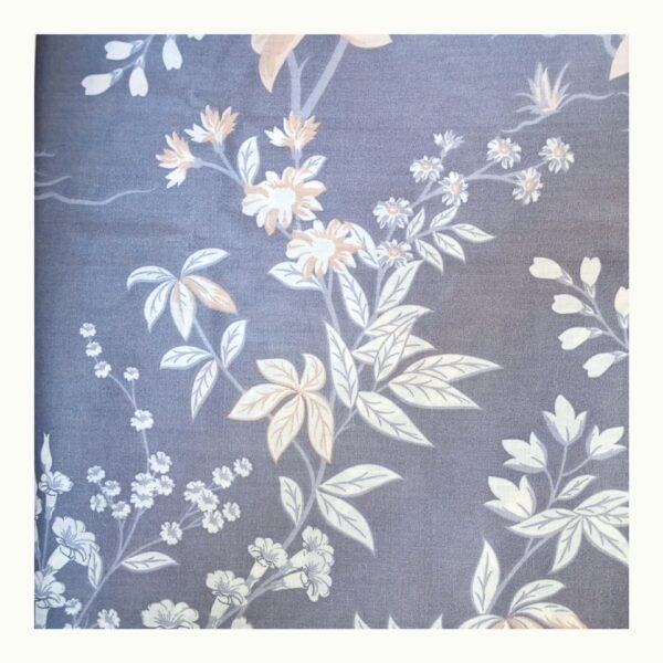 Closeup of floral double bed bedsheet set showing botanical pattern on soft cotton blend fabric.